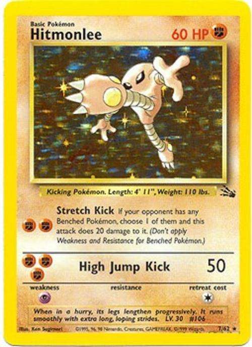 Pokemon Fossil Holo Card - Hitmonlee 7/62